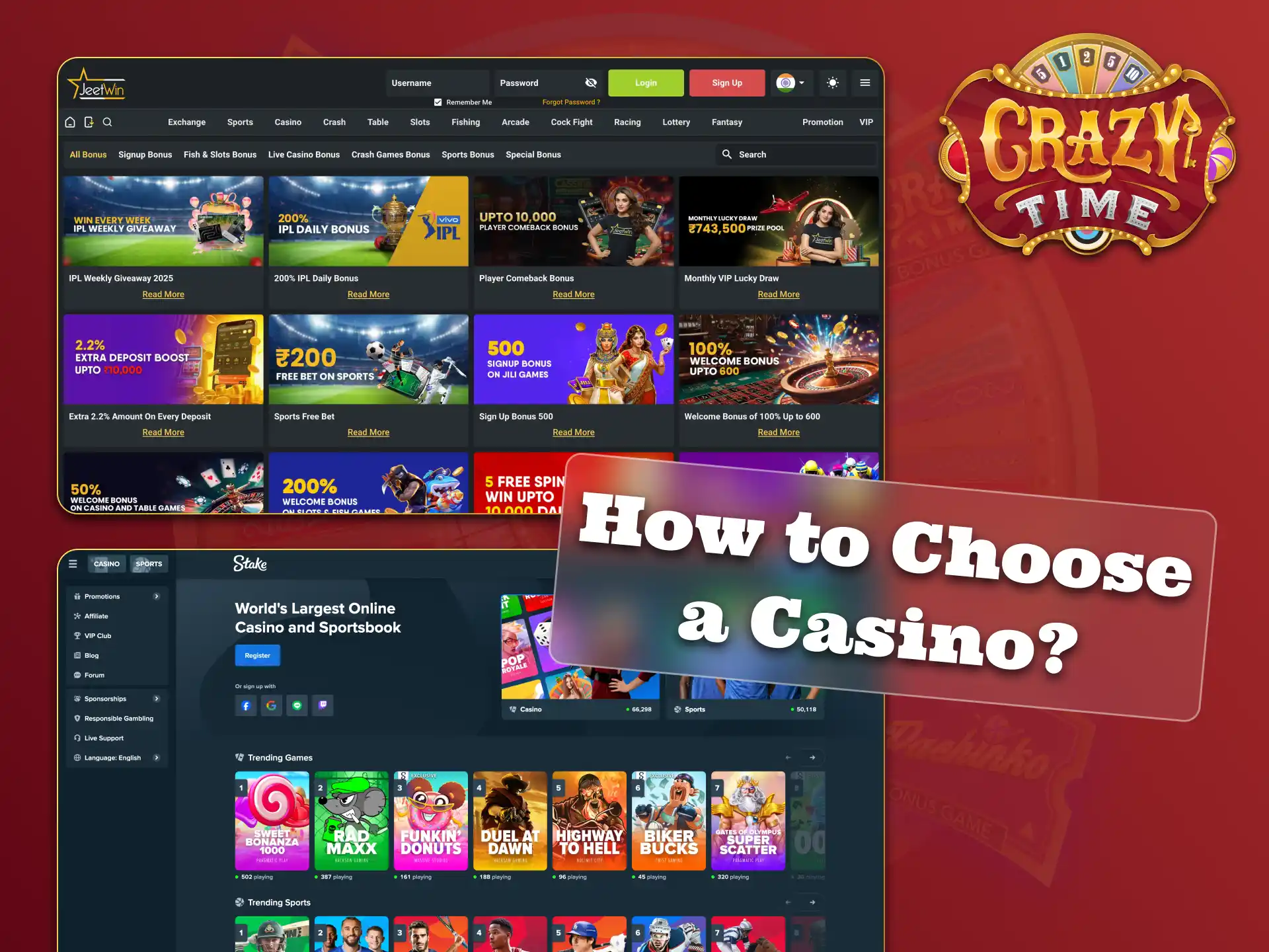 Find out how to choose a casino to play Crazy Time.
