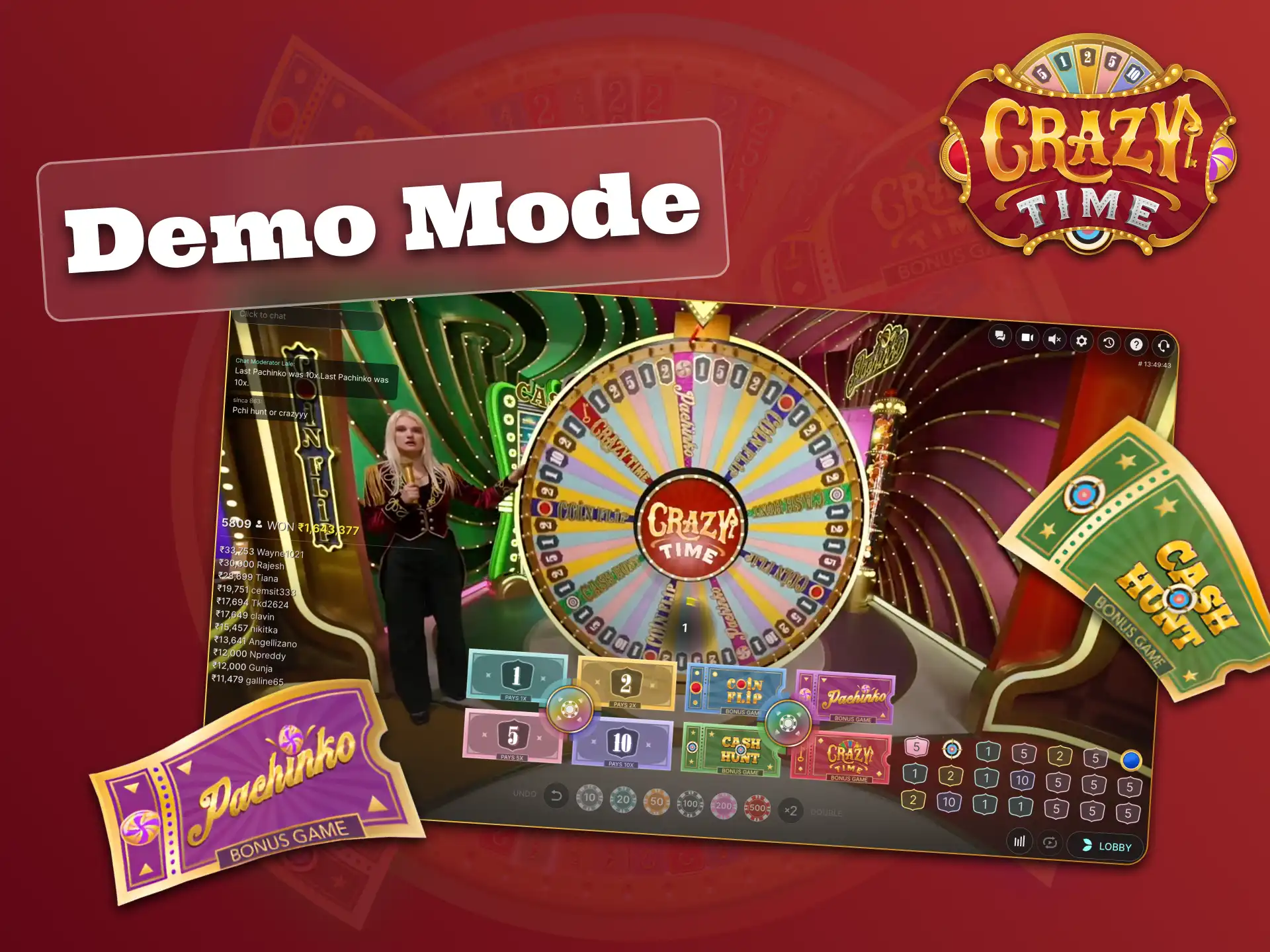 Crazy Time game has no demo mode available.